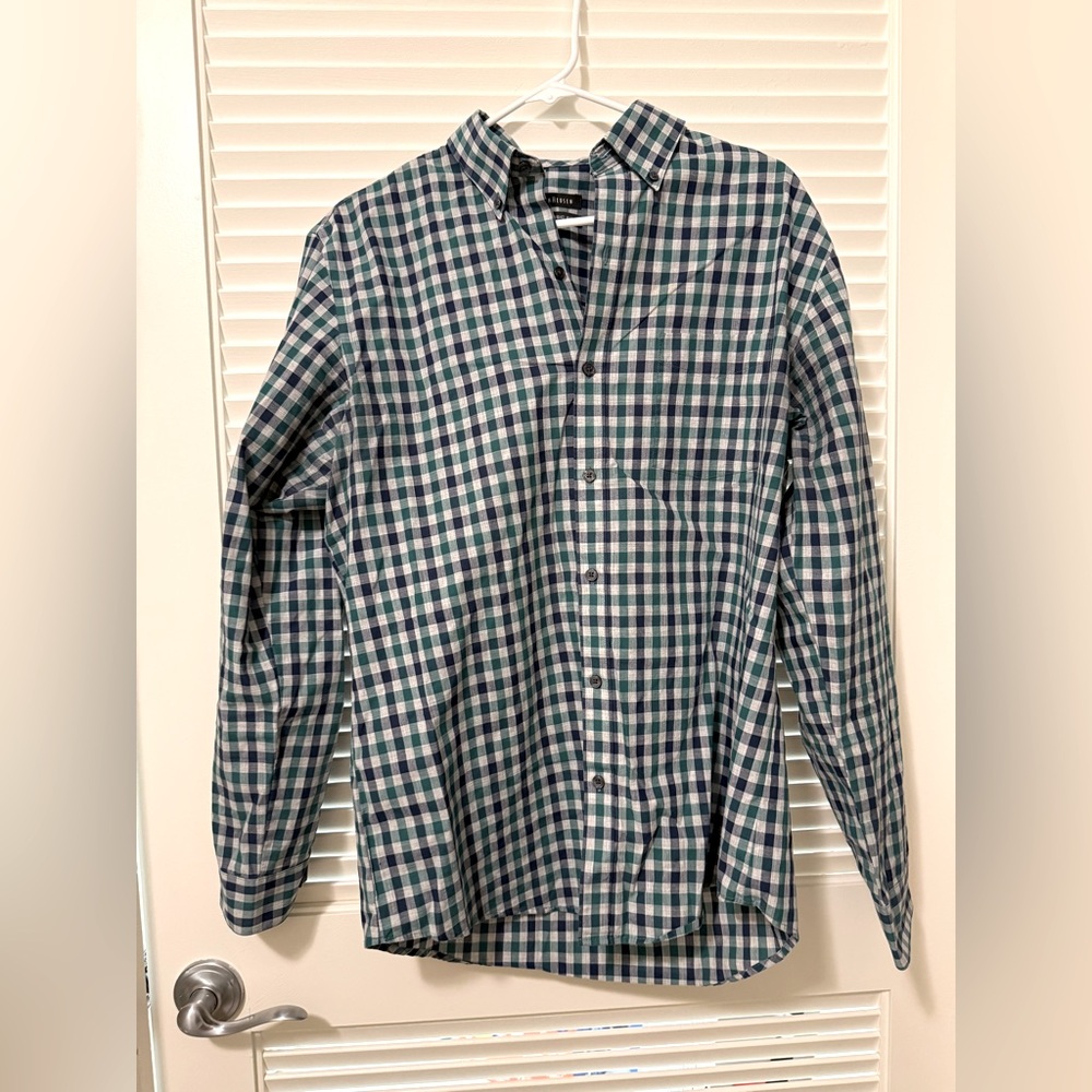 Van Heusen Green and Blue Casual Button Down Shirt